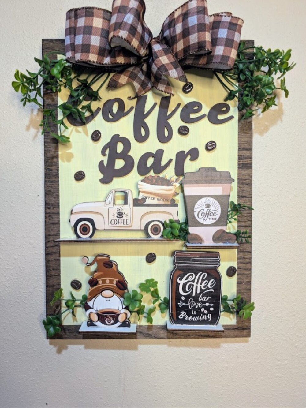 Oak Wood Coffee Bar Sign Coffee Lover Wall Decor
